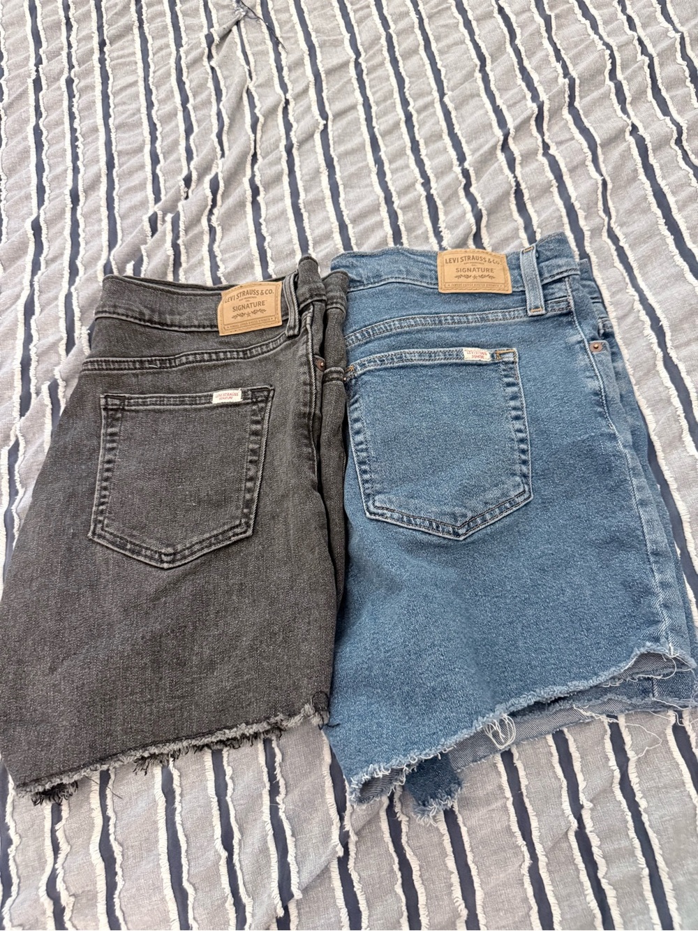 Levi's Black and Blue Denim Cutoff Shorts